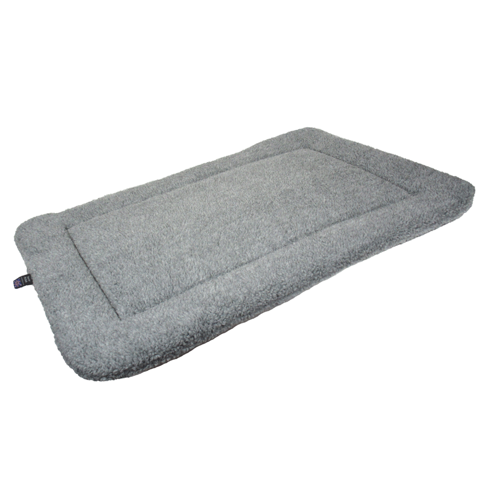 P&L Country Dog Sherpa Fleece Rectangular Cushion Pad Dog Beds Silver Grey