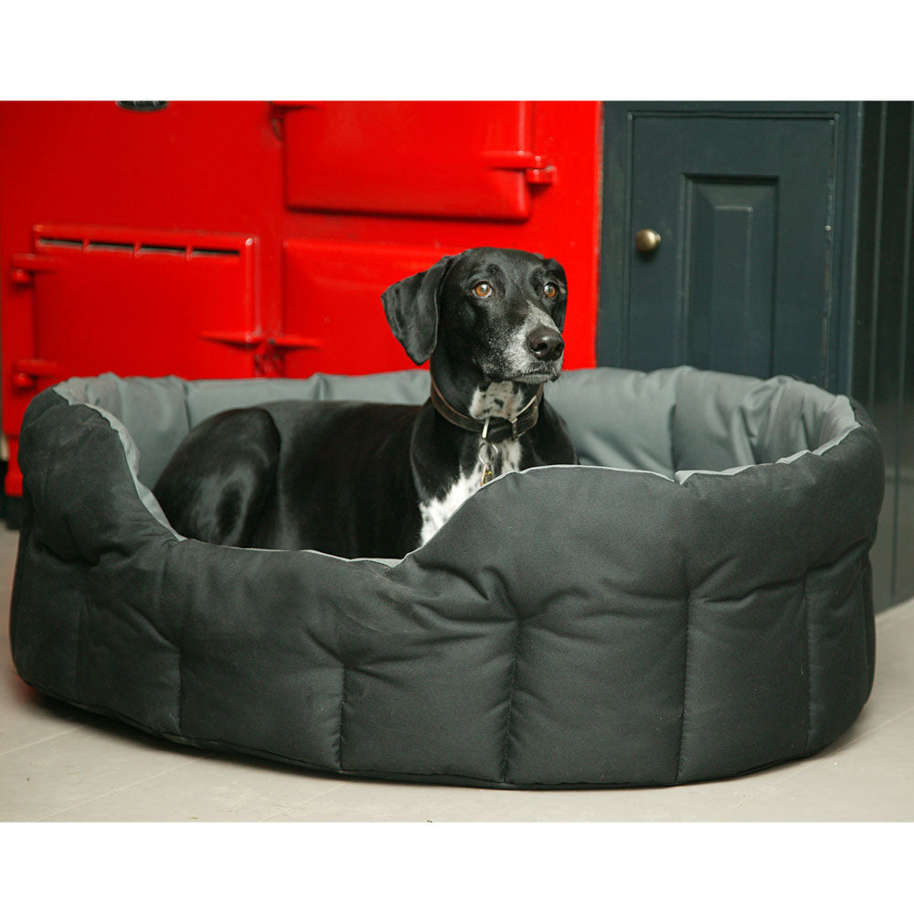 P&L Country Dog Tough Heavy Duty Oval High Sided Waterproof Dog Beds. Black & Grey 2