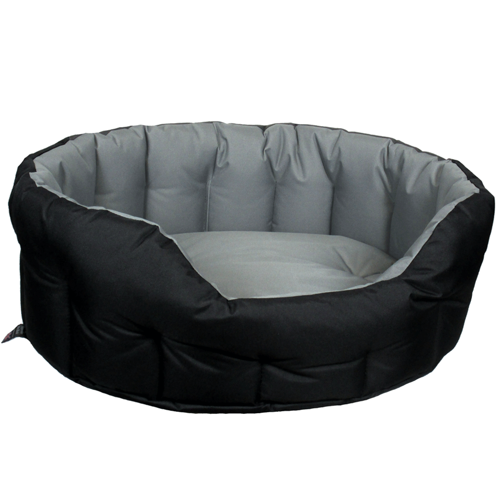 Heavy Duty Oval High Sided Waterproof pet bedding. Black & Grey