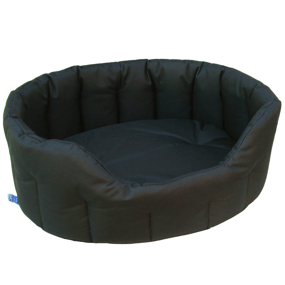 Tough Heavy Duty Oval High Sided Waterproof Pet Beds. Black