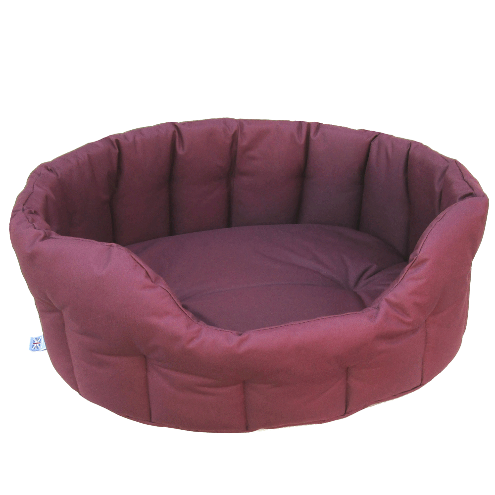 Burgundy Red P&L Country Dog Tough Heavy Duty Oval High Sided Waterproof Pet Beds. 