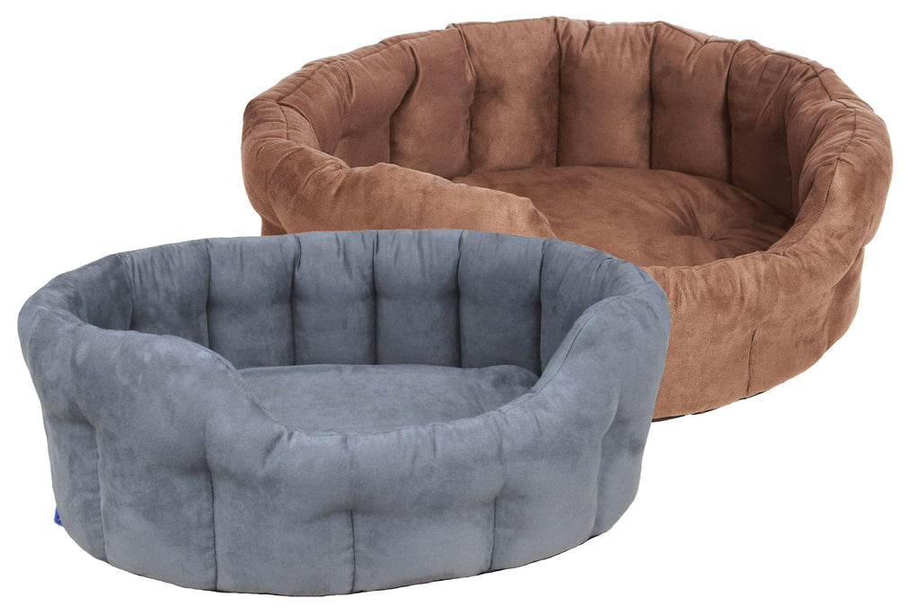 P&L Country Dog Heavy Duty Oval Faux Suede Bolster Style Dog Beds.