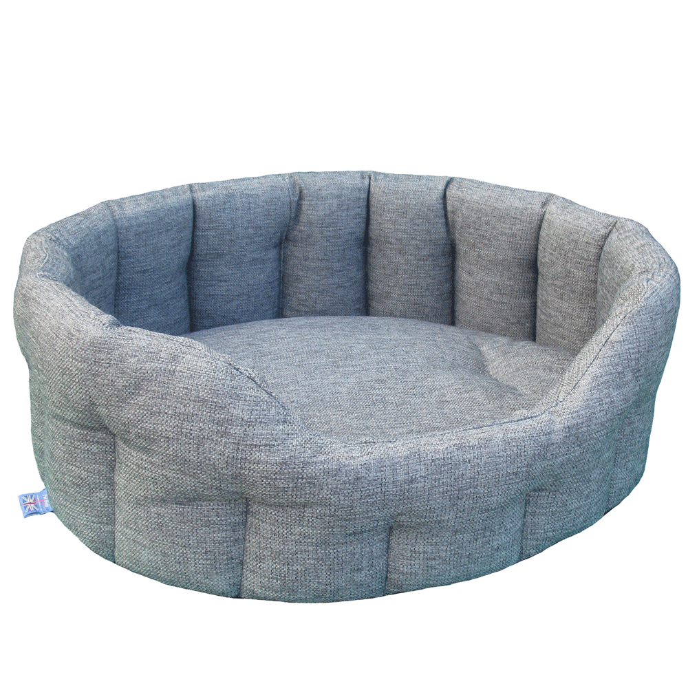 P&L Country Dog Heavy Duty Oval High Sided Basketweave Dog Beds. Grey