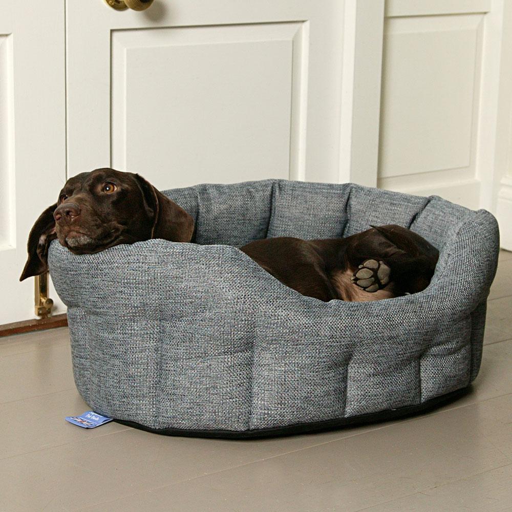 P&L Country Dog Heavy Duty Oval High Sided Basketweave Dog Beds. Grey 2