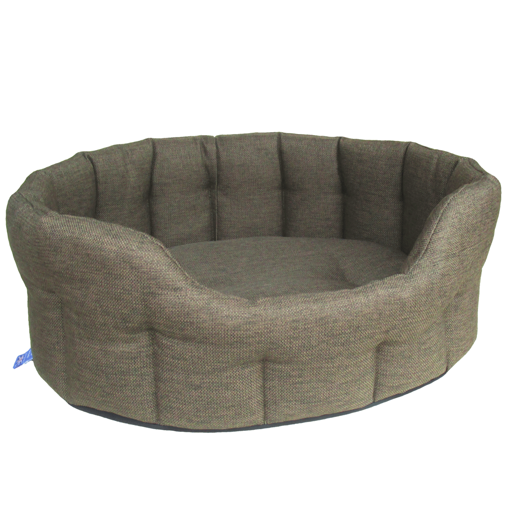 P&L Country Dog Heavy Duty Oval High Sided Basketweave Dog Beds. Tweed