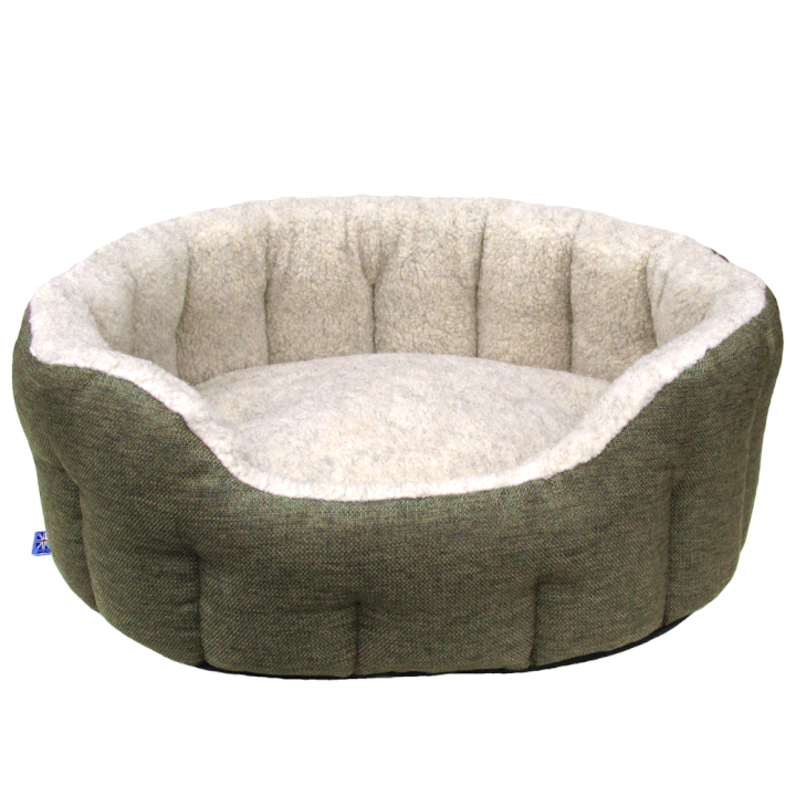 P&L Country Dog Heavy Duty Oval High Sided Fleece Lined Dog Beds. Tweed/Oatmeal