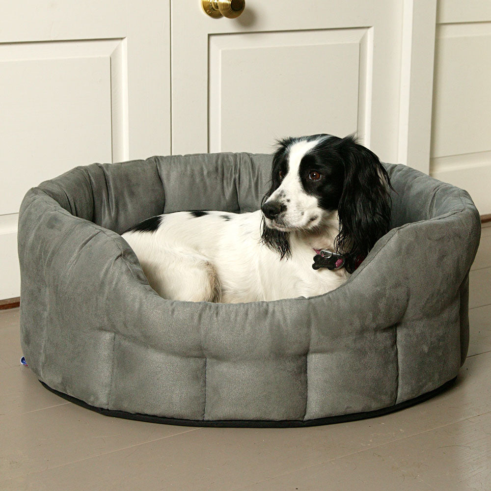 P&L Country Dog Heavy Duty Oval Faux Suede Bolster Style Dog Beds. Grey 2