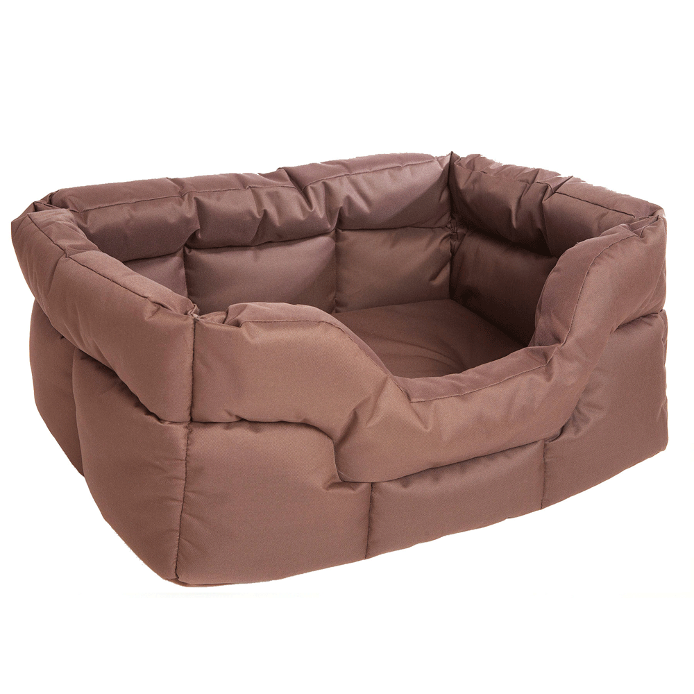 P&L Country Dog Tough Heavy Duty Rectangular High Sided Waterproof Dog Beds. Brown