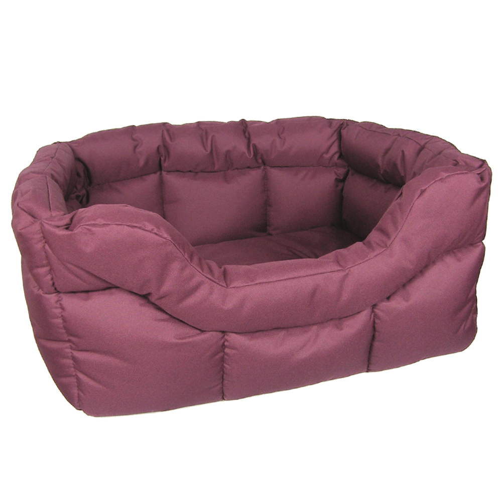 P&L Country Dog Tough Heavy Duty Rectangular High Sided Waterproof Dog Beds. Burgundy